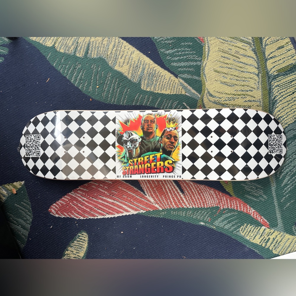 LONGEVITY MF DOOM PRINCE PO STREET STRANGERS  Checker Skateboard Deck New
